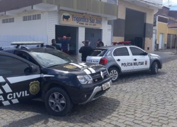 Polícia realizando blitz e abordagens.