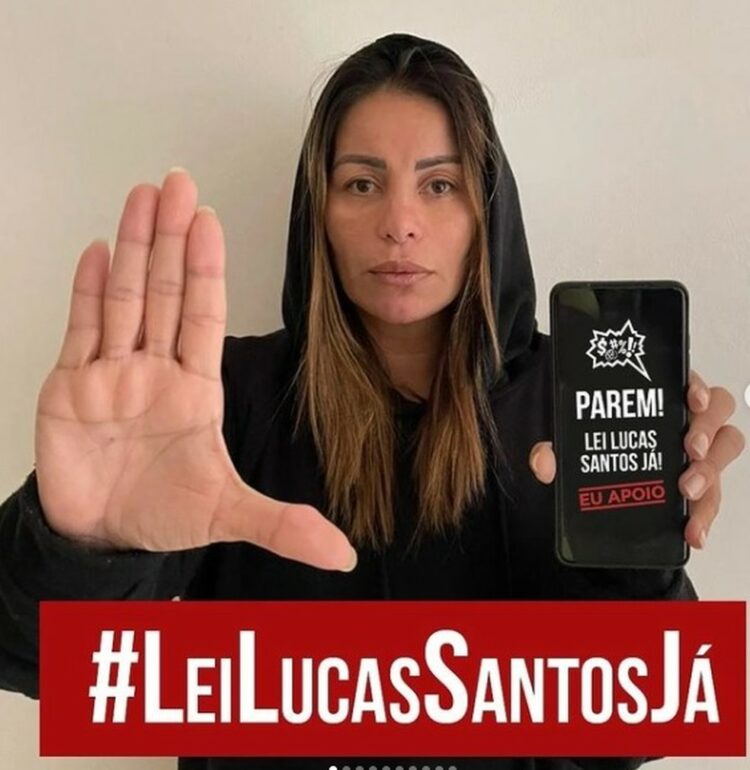 Walkyria Santos posta foto em campanha para aprovação da Lei Lucas Santos — Foto: Redes sociais