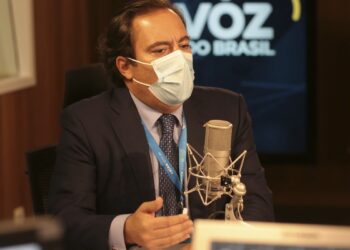 O presidente da Caixa Econômica Federal, Pedro Guimarães, participa do programa A Voz do Brasil