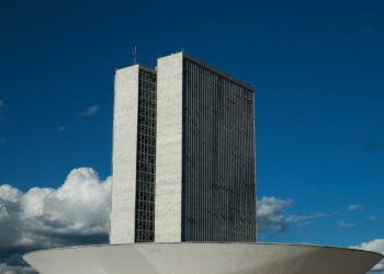 A cúpula menor, voltada para baixo, abriga o Plenário do Senado Federal. A cúpula maior, voltada para cima, abriga o Plenário da Câmara dos Deputados.