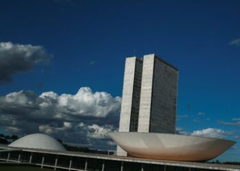 A cúpula menor, voltada para baixo, abriga o Plenário do Senado Federal. A cúpula maior, voltada para cima, abriga o Plenário da Câmara dos Deputados.