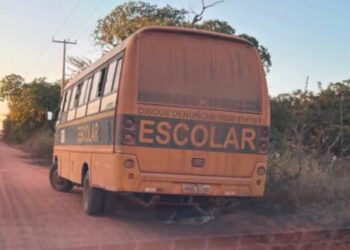 Ônibus escolar de Severiano Melo é flagrado quebrado em estrada vicinal; morador denuncia descaso