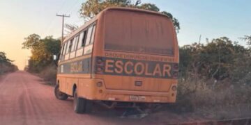 Ônibus escolar de Severiano Melo é flagrado quebrado em estrada vicinal; morador denuncia descaso