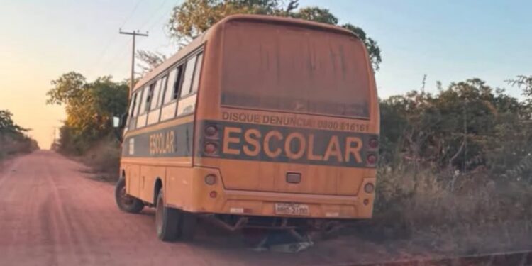 Ônibus escolar de Severiano Melo é flagrado quebrado em estrada vicinal; morador denuncia descaso