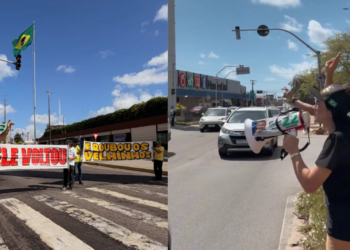 Coronel Hélio e Camila Araújo fazem buzinaço contra visita de Lula a Natal